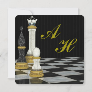 Chess Inspired Monogrammed Invitation