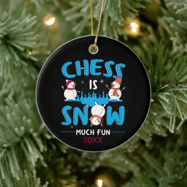 Chess is Snow Much Fun - Winter Holiday Snowman Ceramic Ornament (Tree)