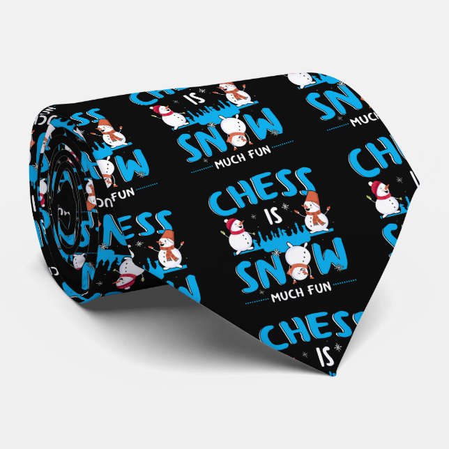 Chess is Snow Much Fun - Winter Holiday Snowman Tie (Rolled)