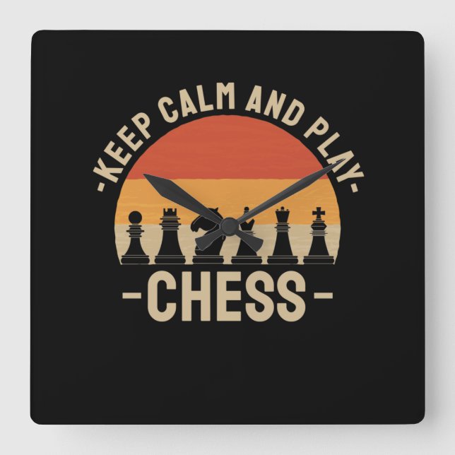 Chess - Keep Calm And Play Chess Square Wall Clock (Front)