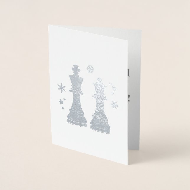 Chess King and Queen at Christmas. Foil Card (Front)