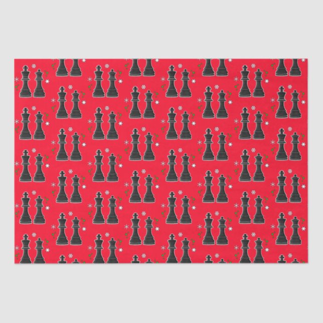 Chess King and Queen at Christmas Tissue Paper (Front)