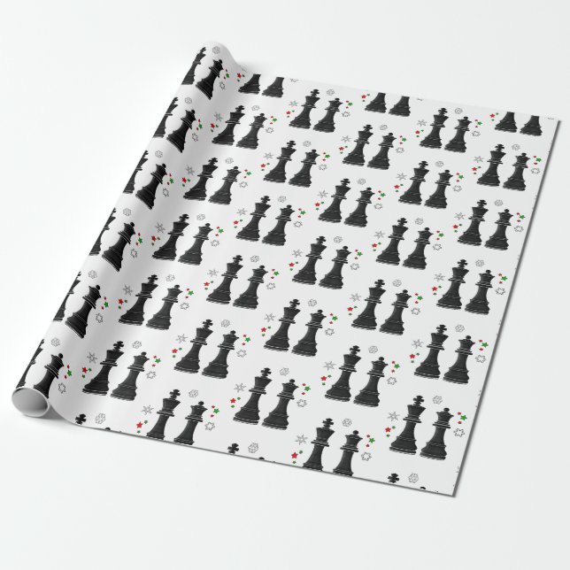 Chess King and Queen at Christmas Wrapping Paper (Unrolled)