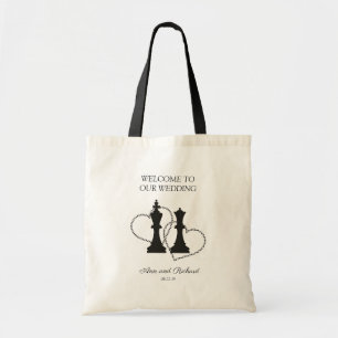 Chess King and Queen Wedding Design Tote Bag