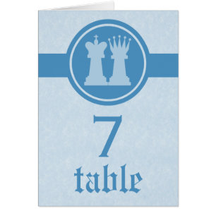 Chess King and Queen Wedding Table Card, Blue