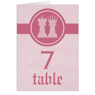 Chess King and Queen Wedding Table Card, Pink