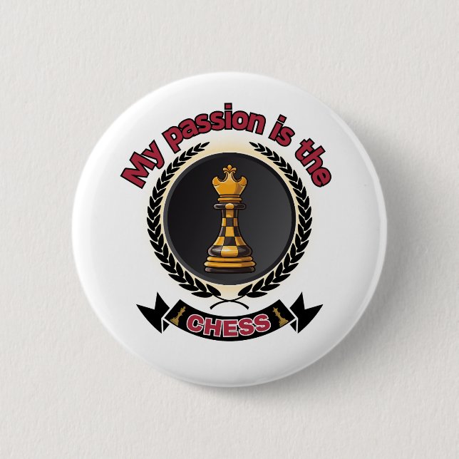 Chess King Laurel Crown Passion Strategy Power 6 Cm Round Badge (Front)
