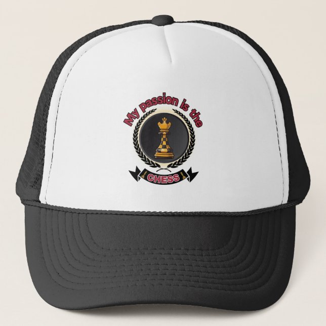 Chess King Laurel Crown Passion Strategy Power Trucker Hat (Front)