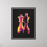 “Chess King&Queen Dice Art – Strategic Wall Décor"