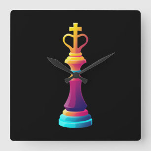 Chess King Square Wall Clock