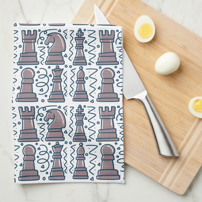 Chess Kitchen Tea Towel (Quarter Fold)