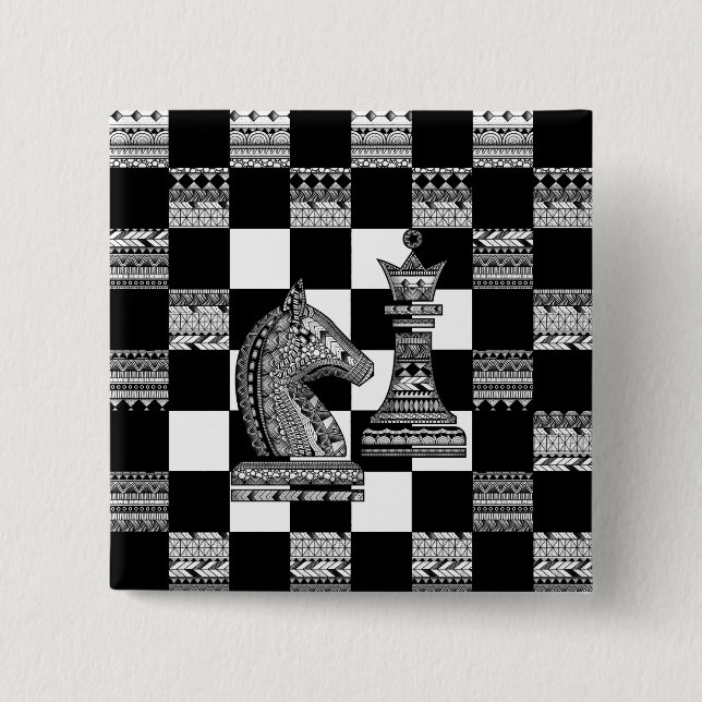 Chess Knight and Queen - Zen Art 15 Cm Square Badge (Front)