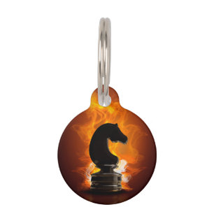 Chess Knight in Flames Pet Tag