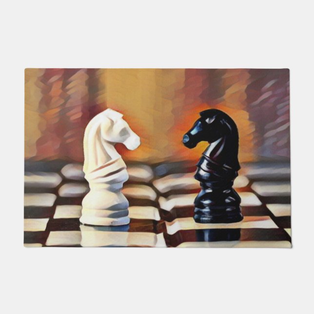 Chess Knights Chess Board Doormat (Front)