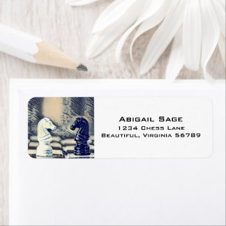 Chess Knights Chess Board Japanese Wave Address Return Address Label