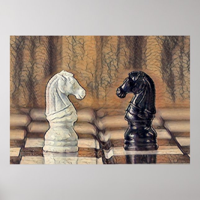 Chess Knights Chess Board Poster (Front)