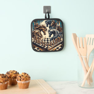 Chess Knights Fantasy Pot Holder Kitchen Art