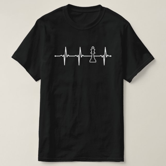 Chess Lineart Minimalistic Ecg Heartbeat Design Bv T-Shirt (Design Front)