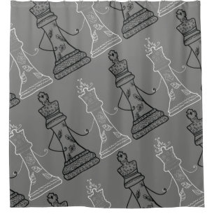 Chess Love, King & Queen Shower Curtain