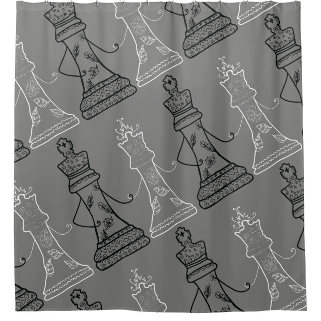 Chess Love, King & Queen Shower Curtain (Front)