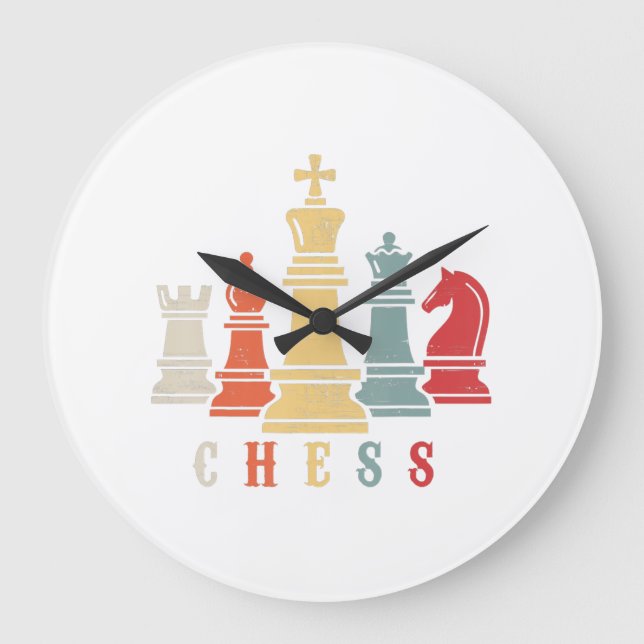 Chess Lover | Chess Set Checkmate Gift Large Clock (Front)
