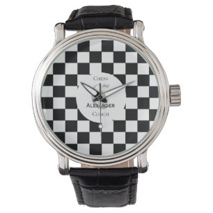 Chess Lover Custom Name Initial Watch