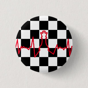 Chess Lover Heart Beat Pulse Queen Game Piece 3 Cm Round Badge