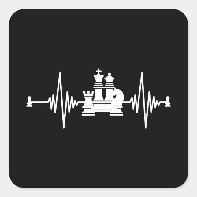 Chess Lover | Heartbeat Chess T-Shirt Square Sticker (Front)