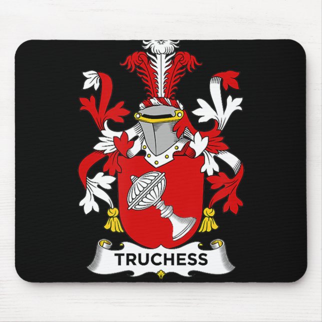 Chess Lover | Truchess Coat of Arms - Family Crest Mouse Pad (Front)