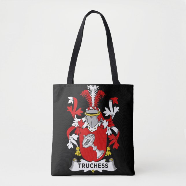 Chess Lover | Truchess Coat of Arms - Family Crest Tote Bag (Front)