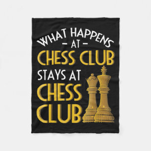 Chess Lover What Happens At Chess Club Humour Fleece Blanket