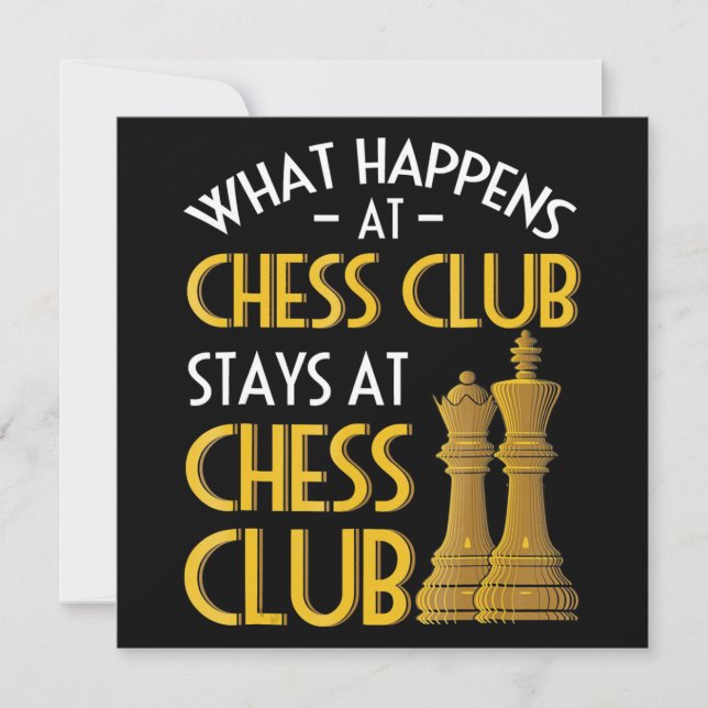 Chess Lover | What Happens At Chess Club Humour Invitation (Front)