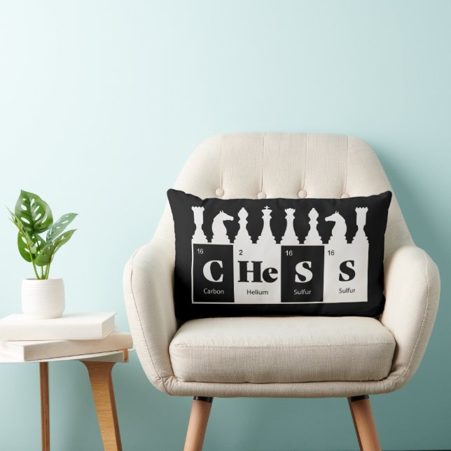Chess Made of Elements Graphic Chess Pieces Design Lumbar Cushion (Chair)