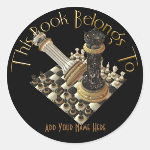 Chess Maniac Bookplate Classic Round Sticker