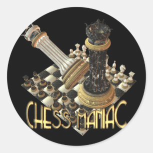 Chess Maniac Classic Round Sticker
