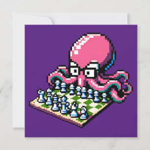 Chess Master Octopus - Funny Pixel Art Strategy Invitation