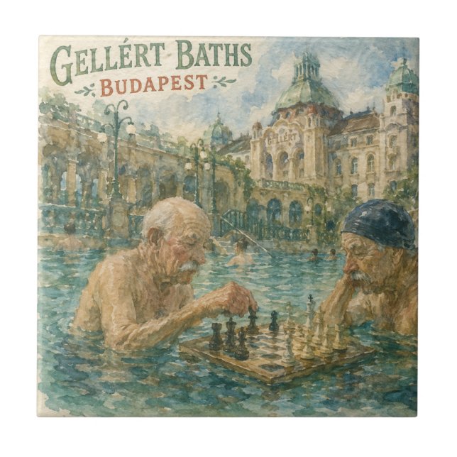 Chess match Gellert Baths Budapest Hungary Ceramic Tile (Front)