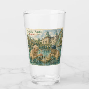 Chess match Gellert Baths Budapest Hungary Glass