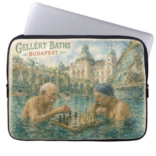 Chess match Gellert Baths Budapest Hungary Laptop Sleeve