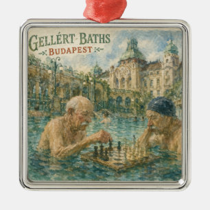 Chess match Gellert Baths Budapest Hungary Metal Ornament
