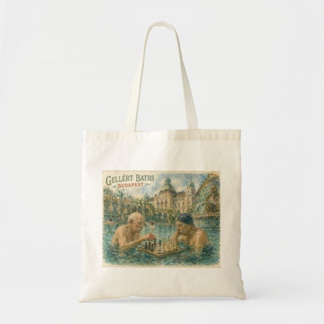 Chess match Gellert Baths Budapest Hungary Tote Bag (Front)