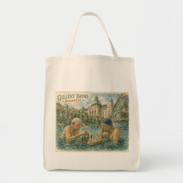 Chess match Gellert Baths Budapest Hungary Tote Bag (Front)