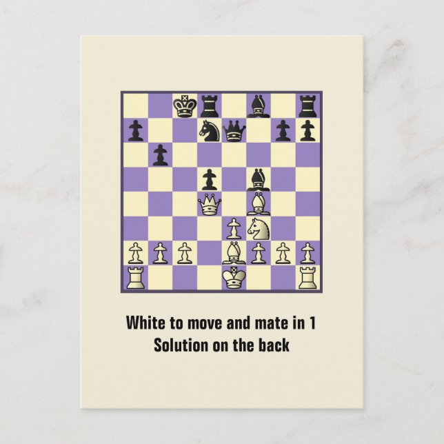 Chess Mate In 1 Puzzle #2 Postcard (Front)