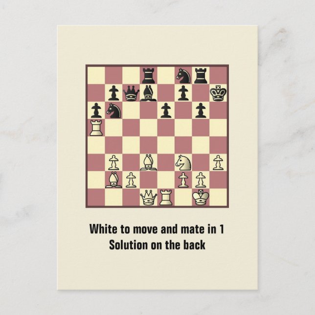Chess Mate In 1 Puzzle #4 Postcard (Front)
