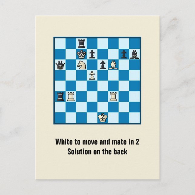 Chess Mate In 2 Puzzle #1 Postcard (Front)