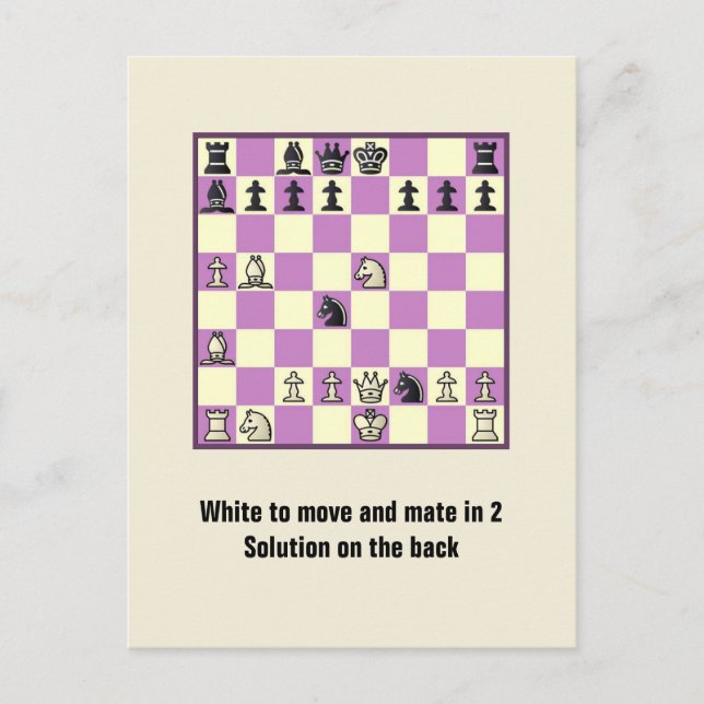 Chess Mate In 2 Puzzle #3 Postcard (Front)
