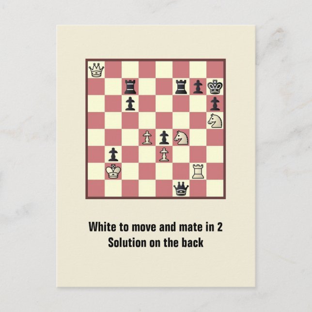 Chess Mate In 2 Puzzle #6 Postcard (Front)