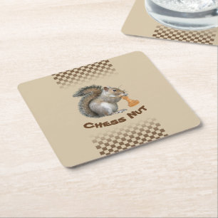 Chess Nut Square Paper Coaster
