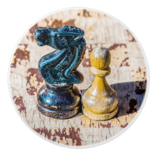 Chess Pawn and Knight - Veterans Ceramic Knob
