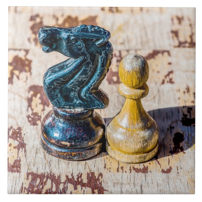 Chess Pawn and Knight - Veterans Ceramic Tile (Front)
